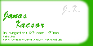 janos kacsor business card